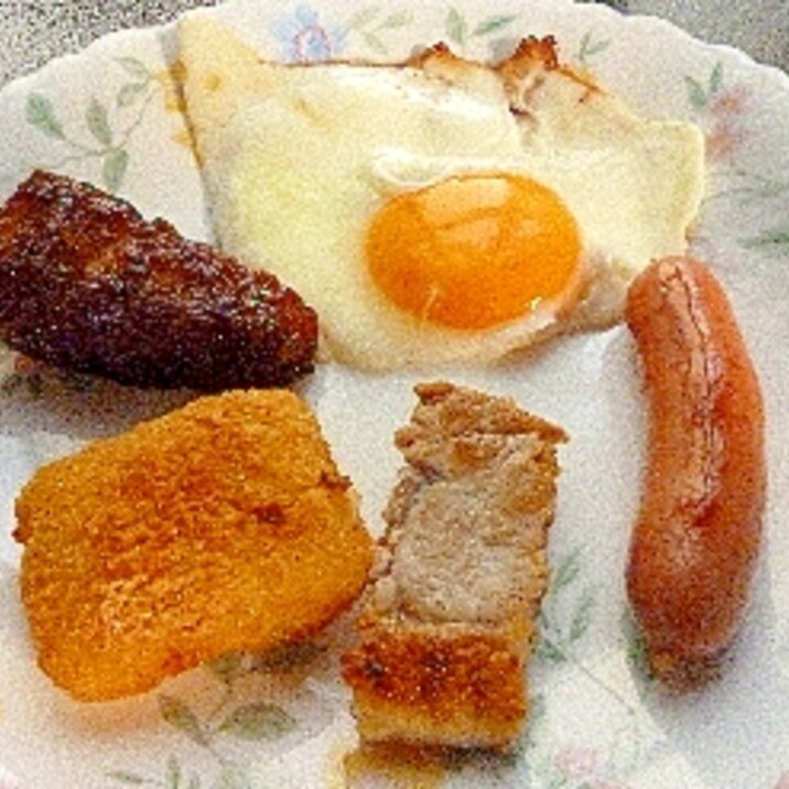 朝食プレート♡ポークステーキ＆海老タルタル＆チキン